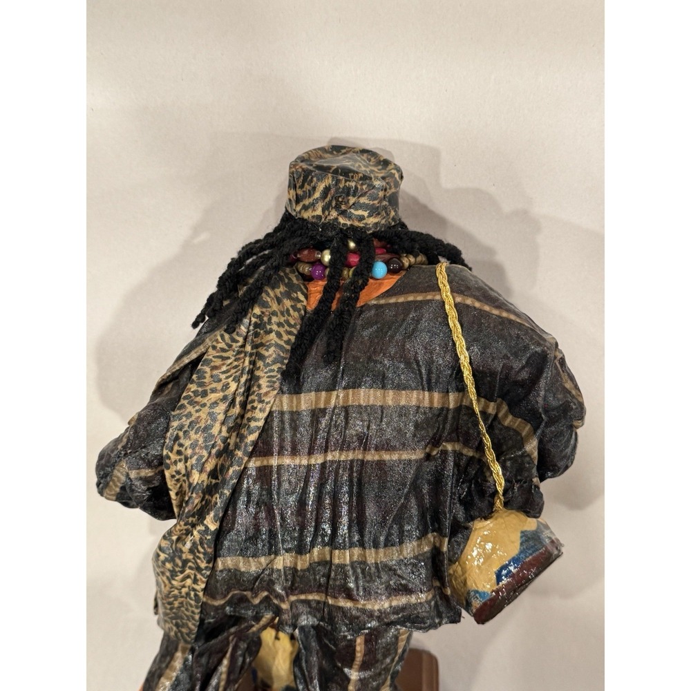 Papier Mache Jamaican African Folk Art Hand Made Hand Painted Drum Bongos Figure - Picture 7 of 9